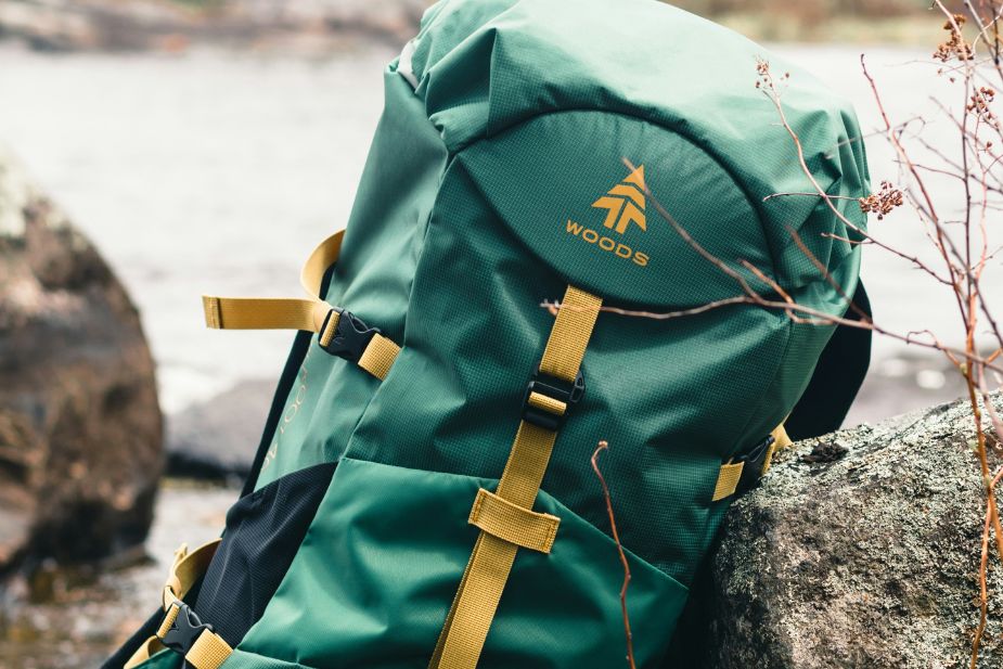 Green Backpack with Yellow Straps